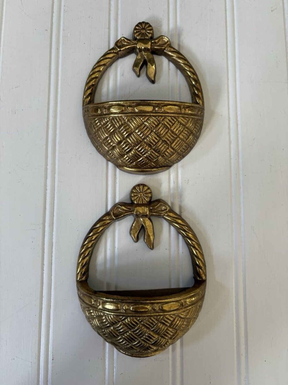Vintage Burwood Gold Pocket Baskets Wall Hangings Decor
